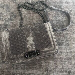 Rebecca Minkoff crushed velvet grey shoulder / crossover bag